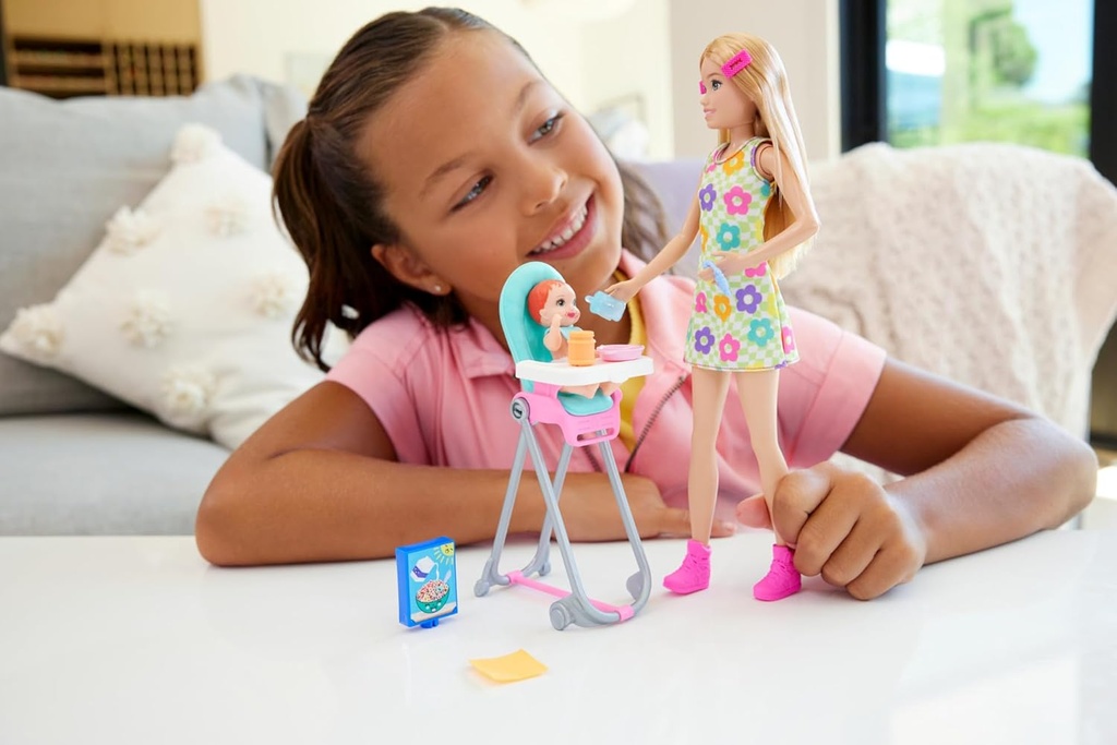 BARBIE NIÑERA C/TRONA Y BEBE