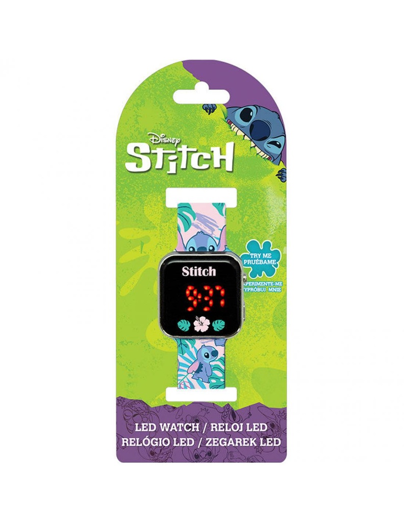 RELOJ STITCH TROPICAL LED