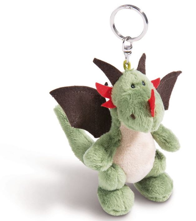 LLAVERO DRAGON VERDE SENTADO 10CM.