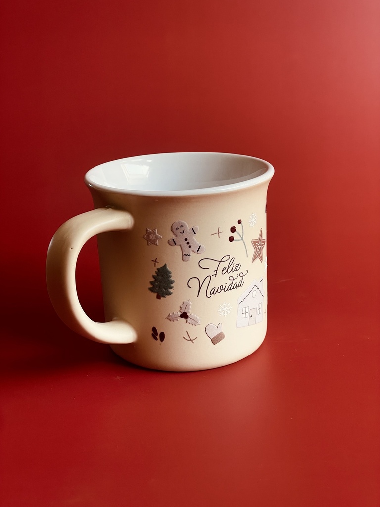 TAZA BEIGE NAVIDAD