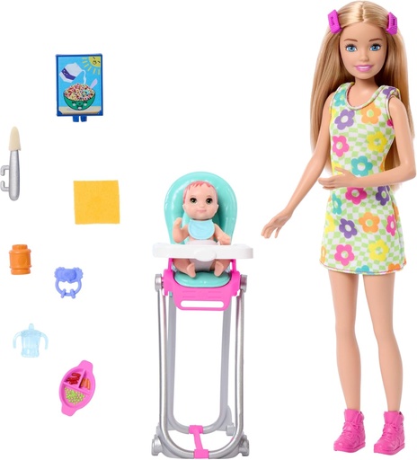 [24519206] BARBIE NIÑERA C/TRONA Y BEBE