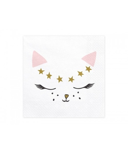 [01677409] SERVILLETAS GATO ROSA 20 UDS